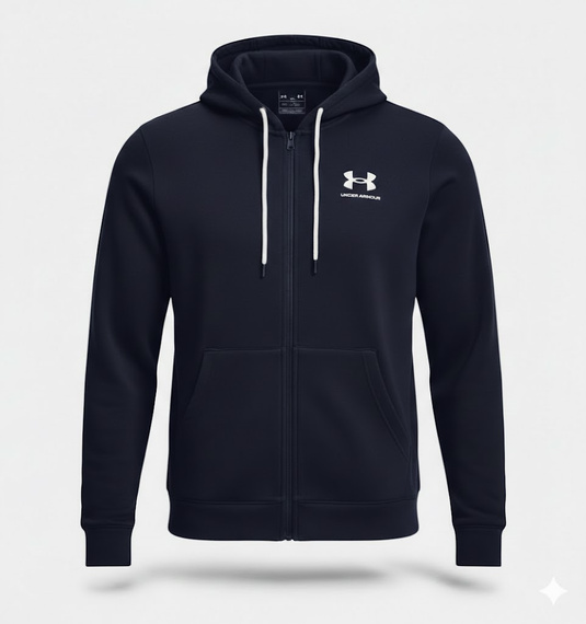 Under Armour Bluza Męska UA Rival Terry Granatowa – na suwak z kapturem